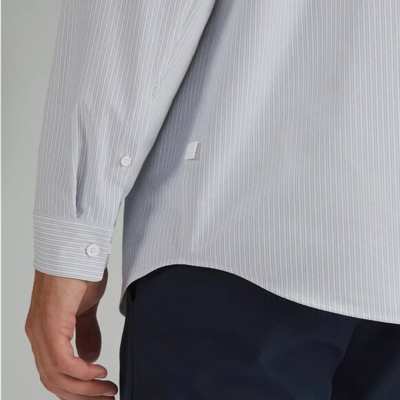 Lululemon New Venture Classic Fit LS Shirt ISWB Blue/White Thin Stripe - Picture 2 of 9